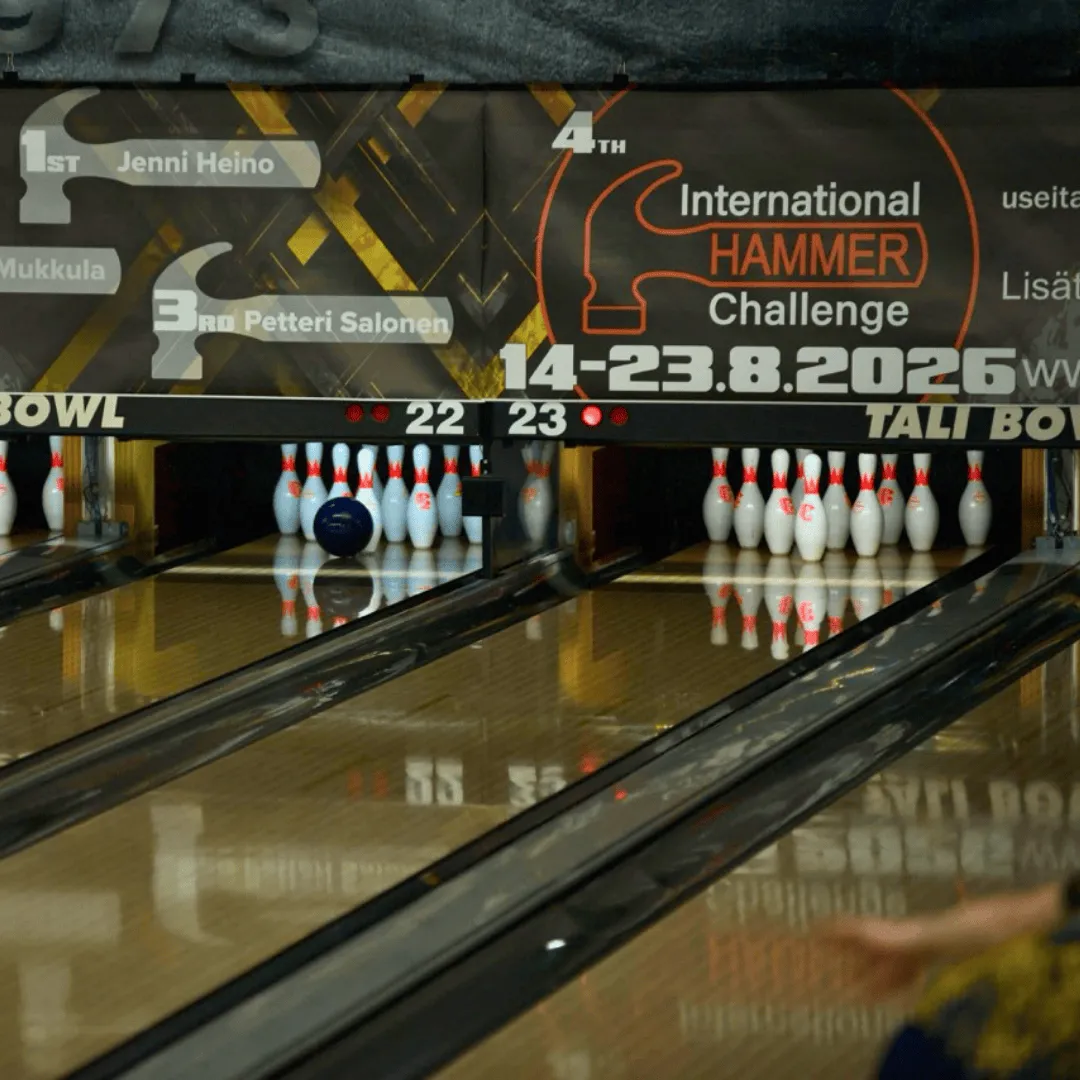 International Hammer Challenge 2026 banner at Tali Bowl in Helsinki, Finland