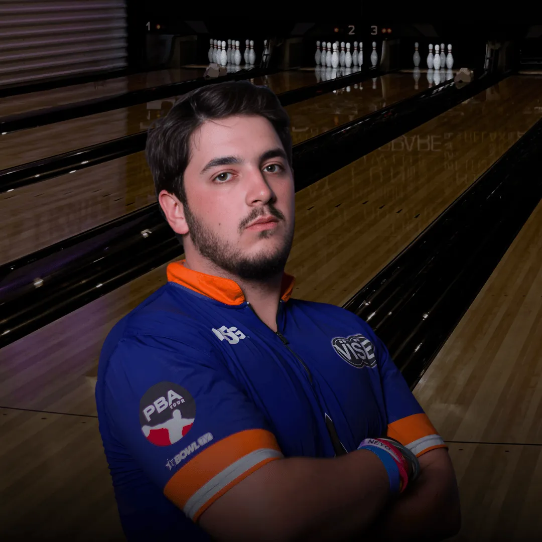 Nate Purches competing during a professional bowling event on the PBA Tour