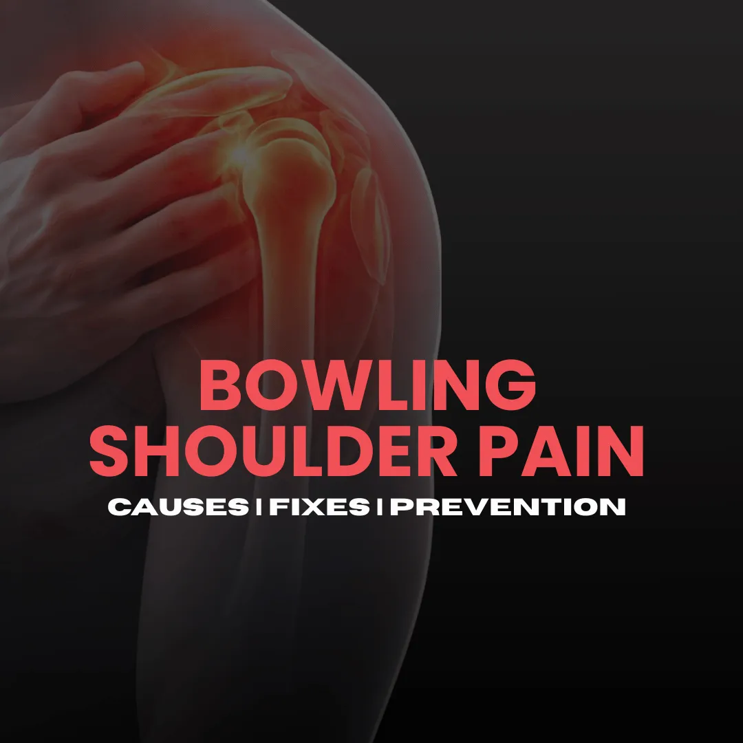 Illustration showing bowling shoulder pain during the bowling swing.
