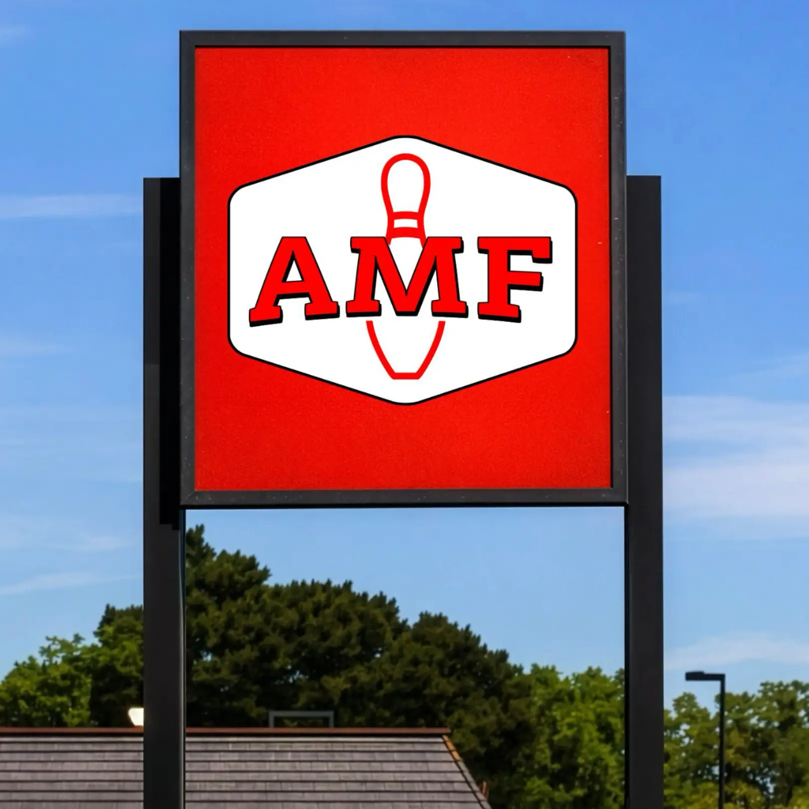 AMF refreshed red shield logo introduced by Lucky Strike Entertainment in 2026