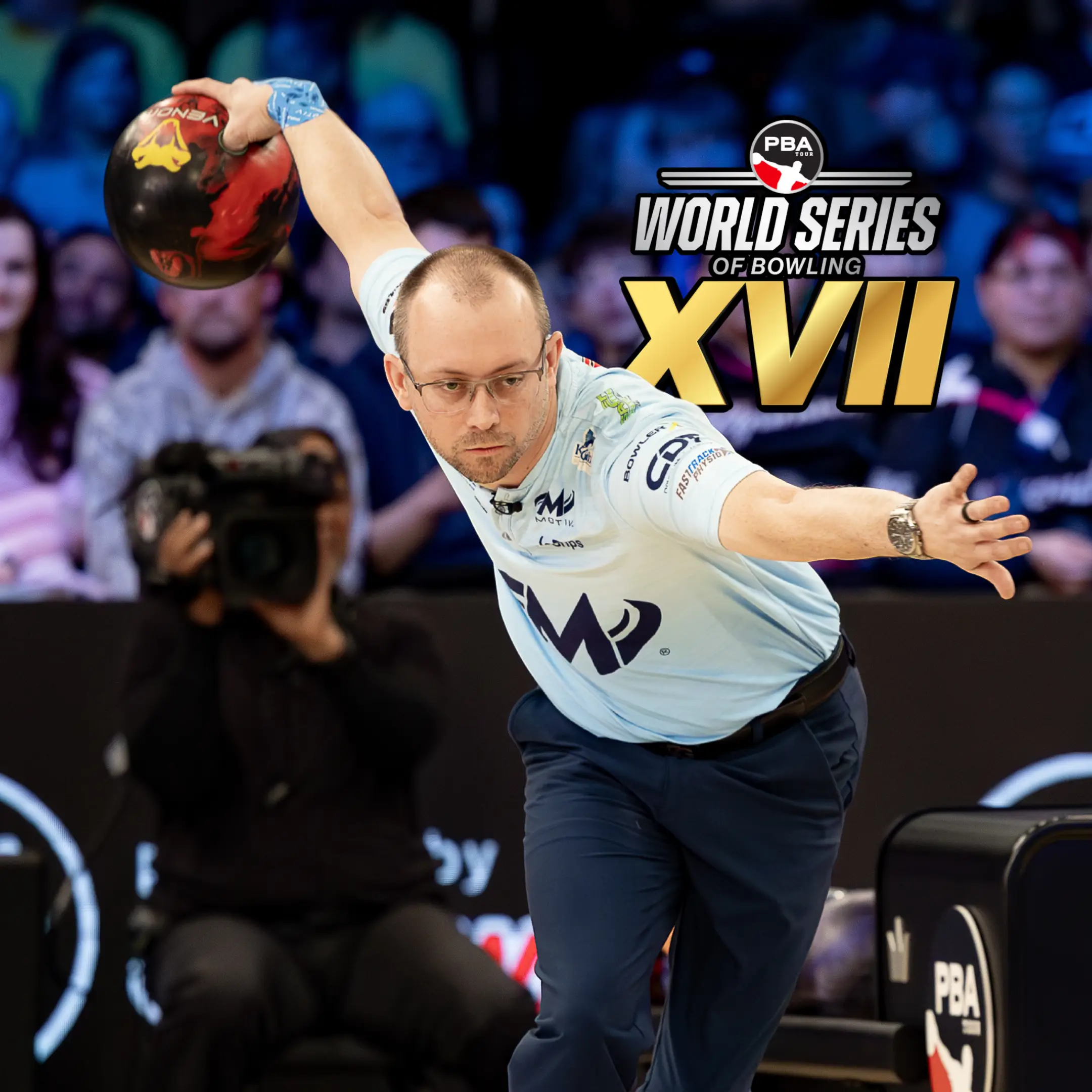EJ Tackett competing during PBA World Championship qualifying at World Series of Bowling XVII