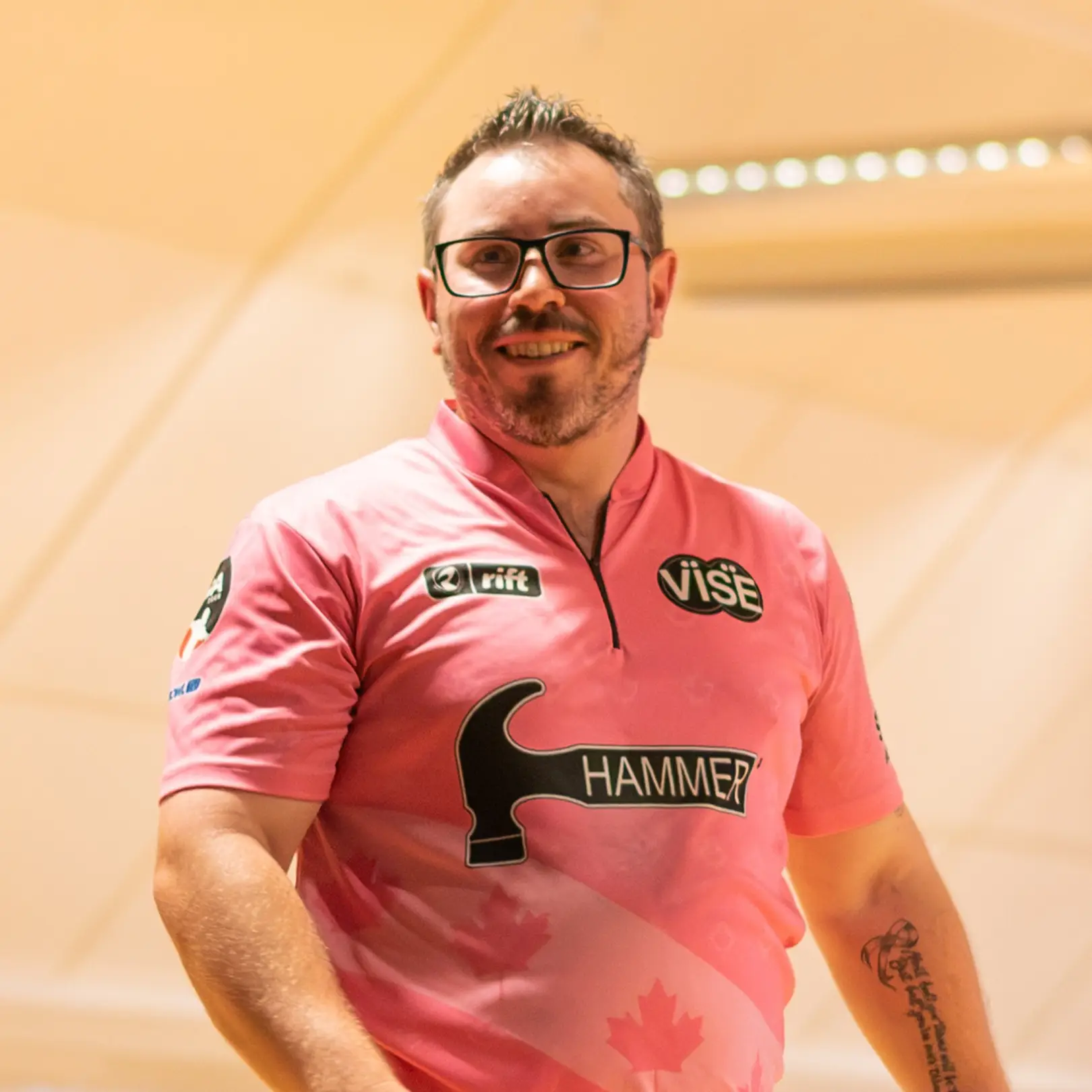 Bowler competing in men’s singles Round 1 at the 2026 IBF World Cup at Max Munich Bowling