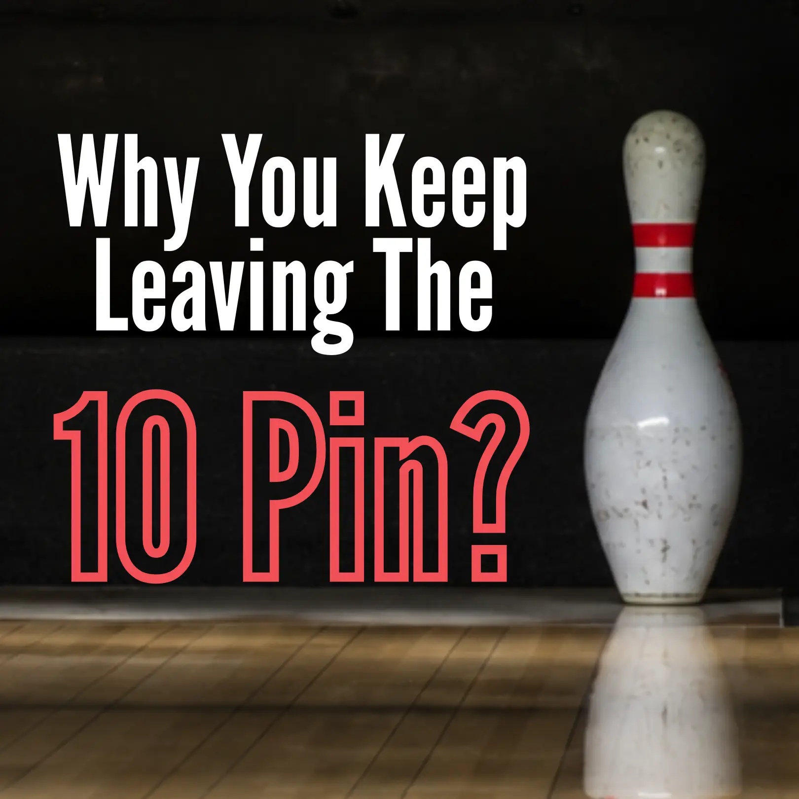A lone 10 pin standing in the right corner of a bowling lane after a pocket hit.